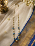 Handcrafted Pearl and  Stone Necklace – Elegant Long Chain (Premium Quality)