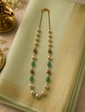 Handcrafted Pearl and Green Stone Necklace – Heritage Design (Premium Quality)
