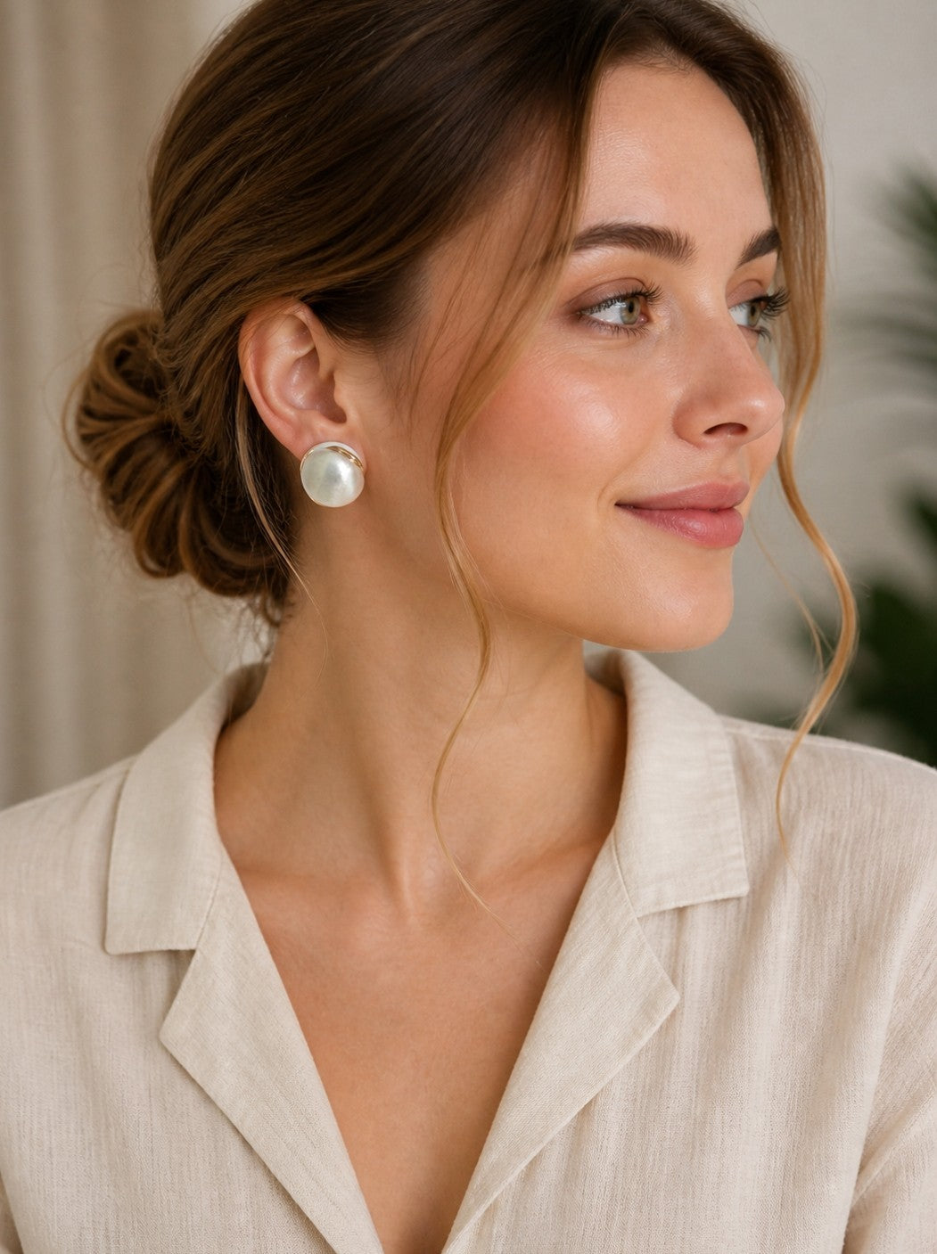 Western Gold Plated Pearl   Earring