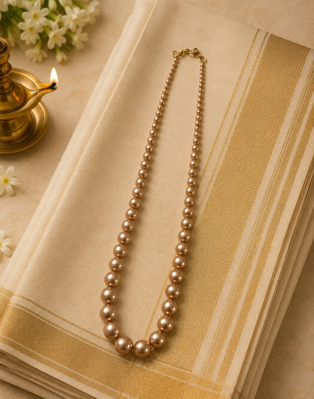 Handcrafted Pearl  Chain – Antique Gold Finish (Premium Quality)