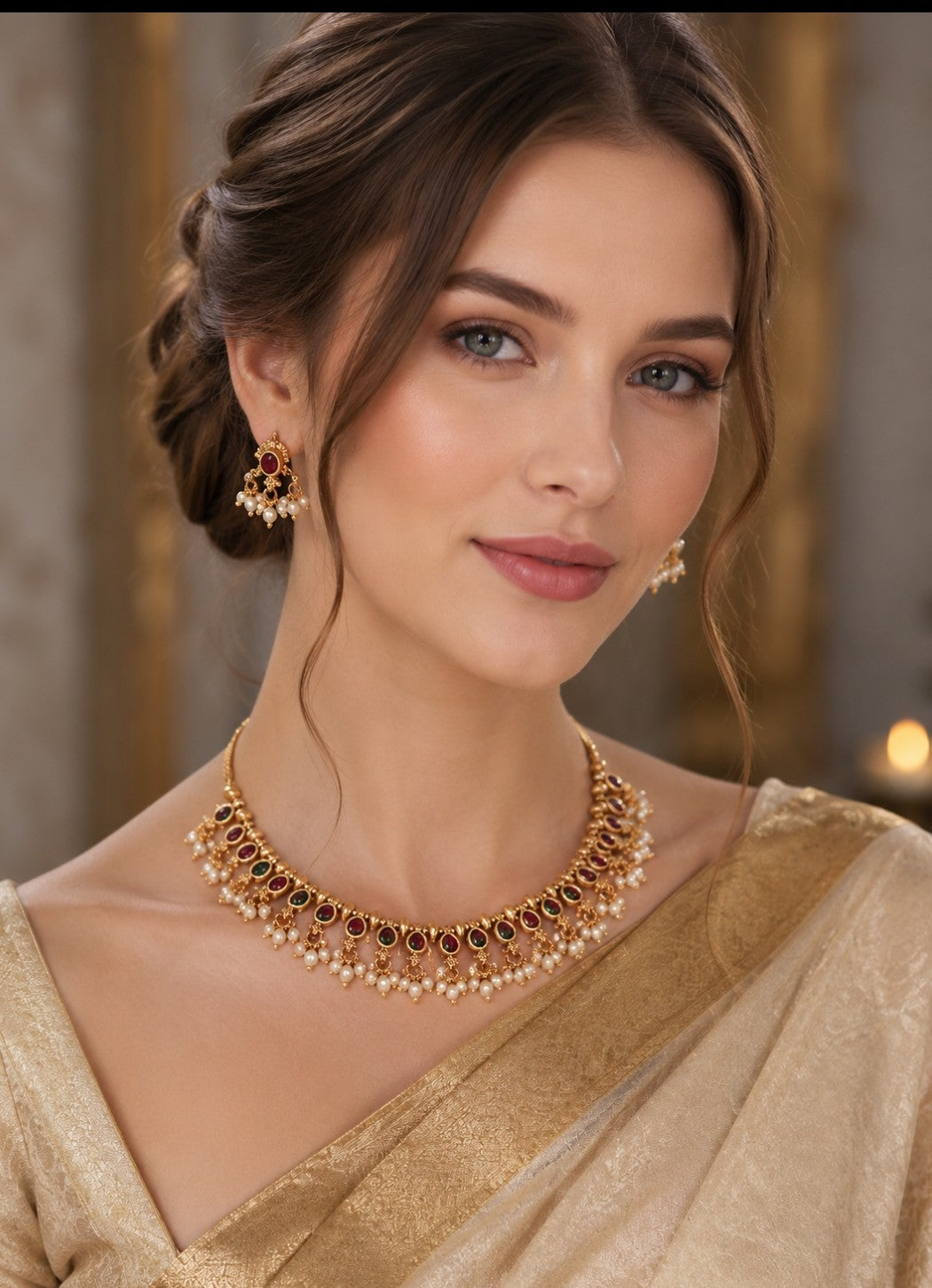 Gold-Plated Kerala Onam Necklace | Traditional Festive Jewellery